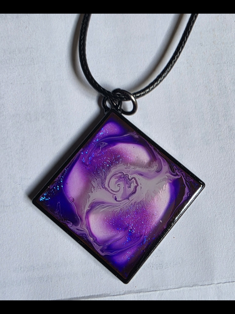 Handcrafted Purple Square Pendant Necklace - Unbranded